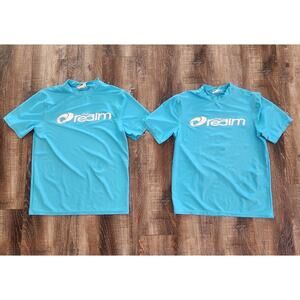 The Realm Swim Tee Shirt Men Size Medium Turquoise Blue Set of 2 Short Sleeve